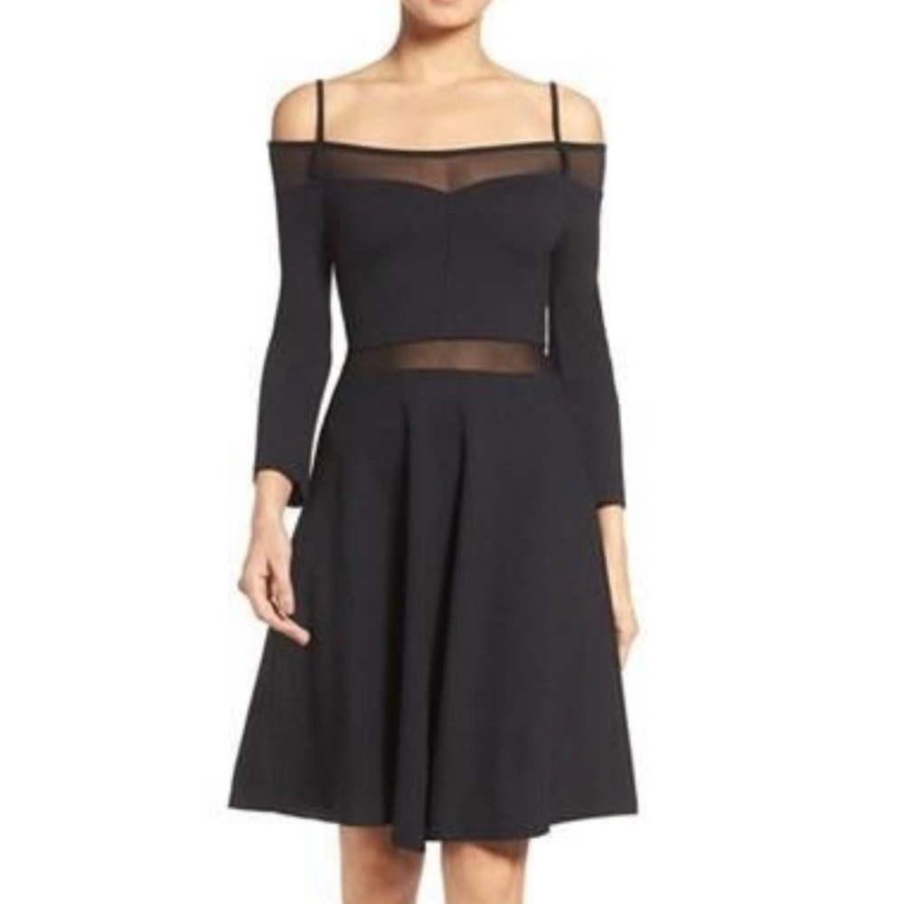 NWT French Connection Black Mesh Off-Shoulder